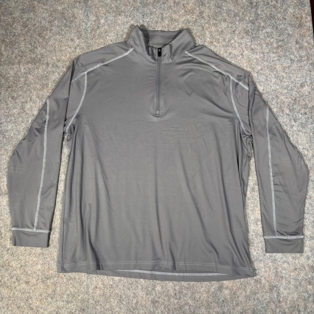 Callaway Quarter Zip Pullover Mens XL Gray Performance Golf Long Sleeve Golf Top